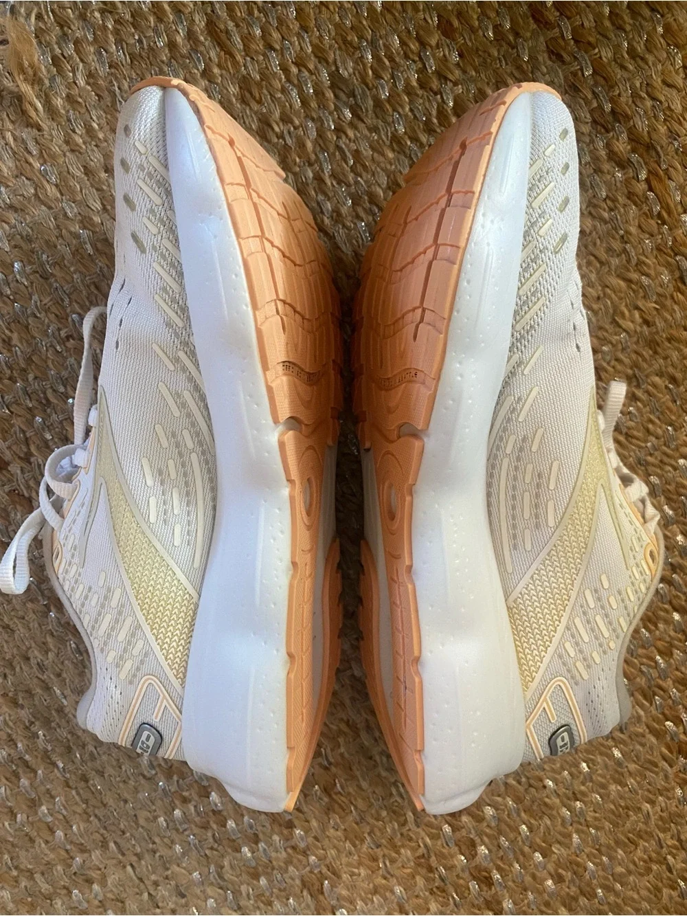 Brooks Glycerin 20 Women's Running Shoes Size 7.5 White Peach Grey NO INSOLES